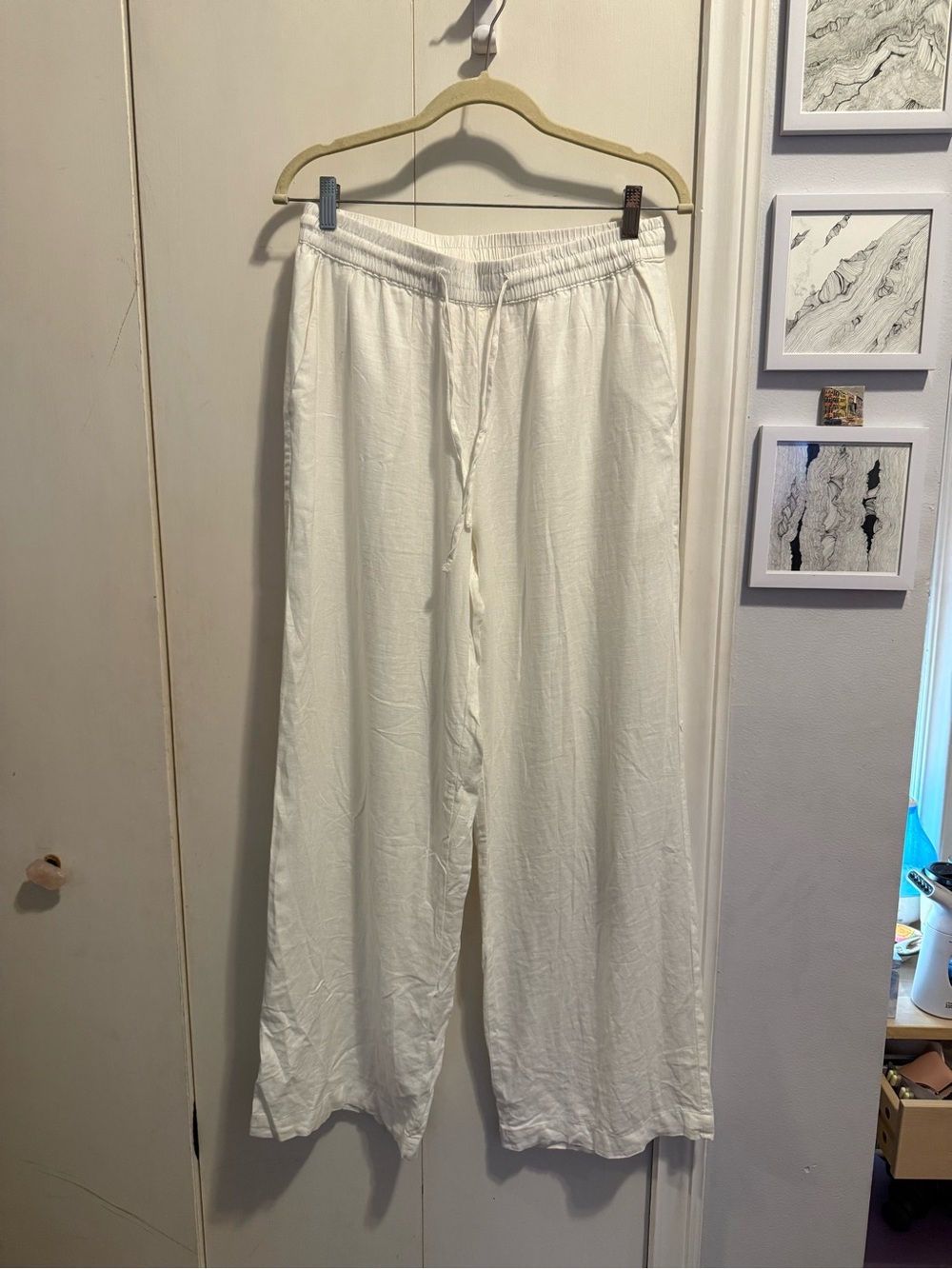 Cotton On White Wide-Leg Drawstring Pants